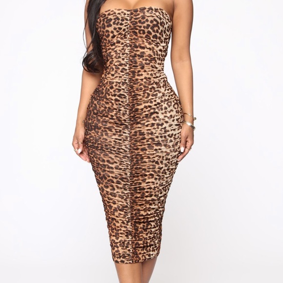 strapless cheetah print dress